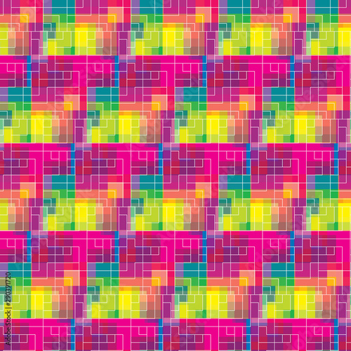 vivid colorful grid design of squares and rectangles. repeating pattern fro textile, fabric, backgrounds, wallpapers and backdrops. seamless tile for creative surface designs. 