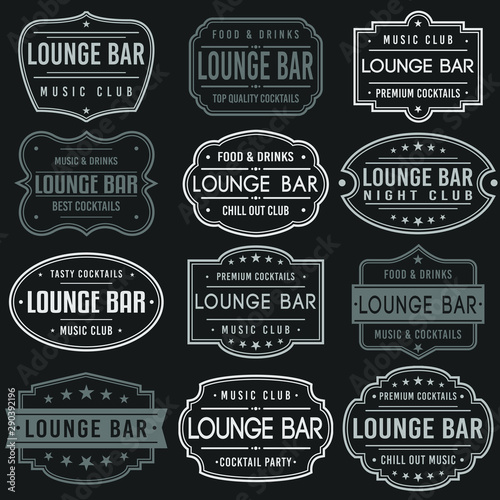 Lounge Bar Premium Quality Stamp. Frames. Grunge Design. Icon Art Vector. Old Style Frames.