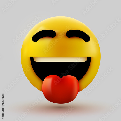 Emoji 3d smiling face with stuck-out tongue.