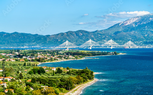 Rio-Antirrio bridge across the Gulf of Corinth in Greece