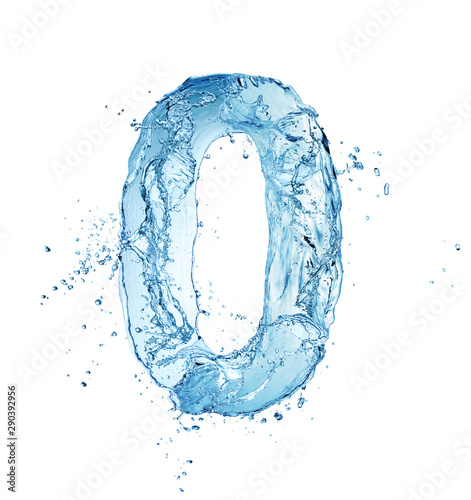 water digit 0 isolated on white background
