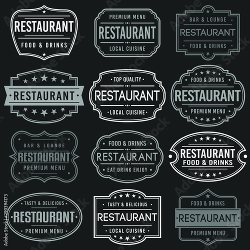 Restaurant Premium Quality Stamp. Frames. Grunge Design. Icon Art Vector. Old Style Frames.
