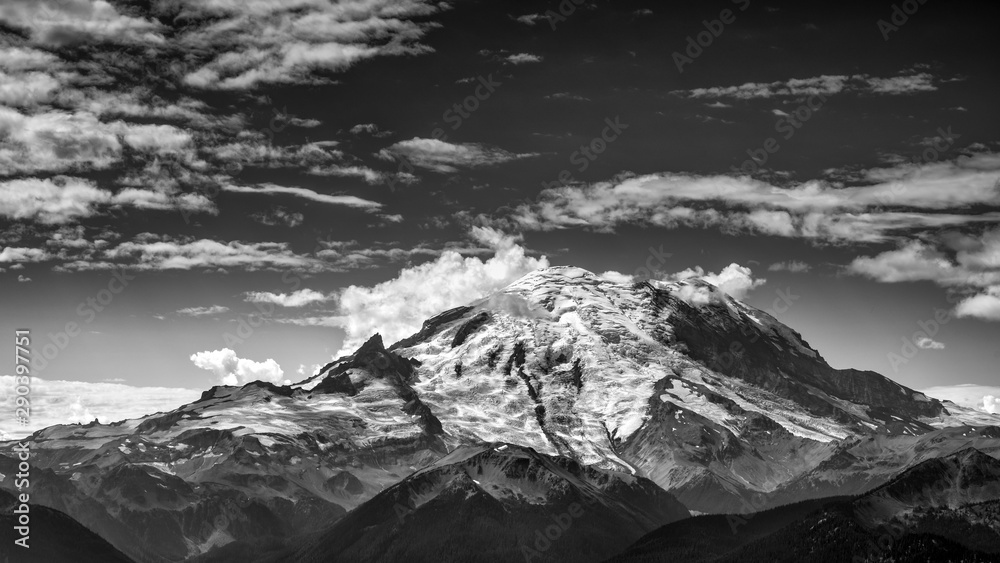 Mount Rainier B&W Clouds