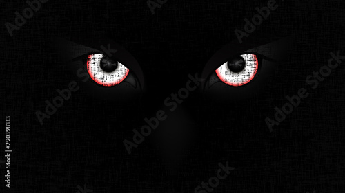 Halloween staring scary spooking evil Owl eyes on dark grunge background