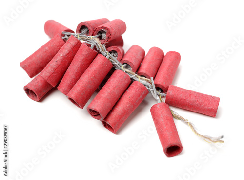 Red Firecrackers on white background 