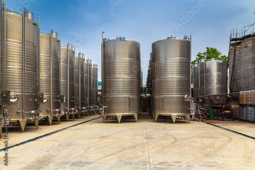 Large metal containers for fermenting and making wine