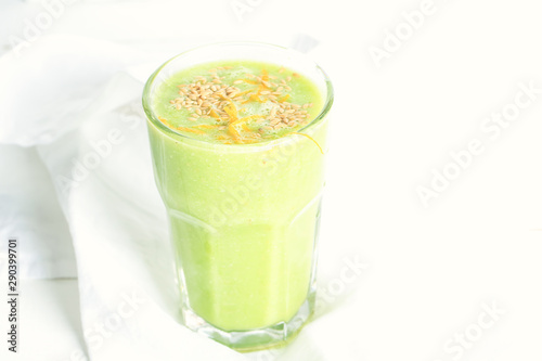 green smoothie on a white background