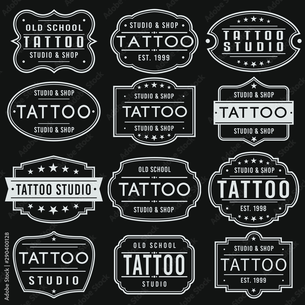 Tattoo Premium Quality Stamp. Frames. Grunge Design. Icon Art Vector. Old Style Frames.