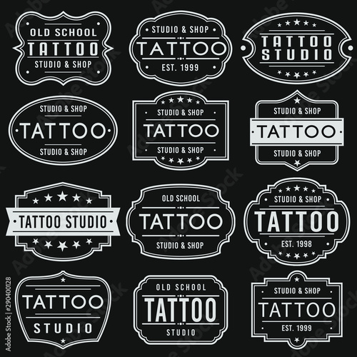 Tattoo Premium Quality Stamp. Frames. Grunge Design. Icon Art Vector. Old Style Frames.