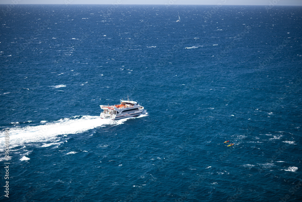 Naklejka premium Yacht sailing the Mediterranean sea