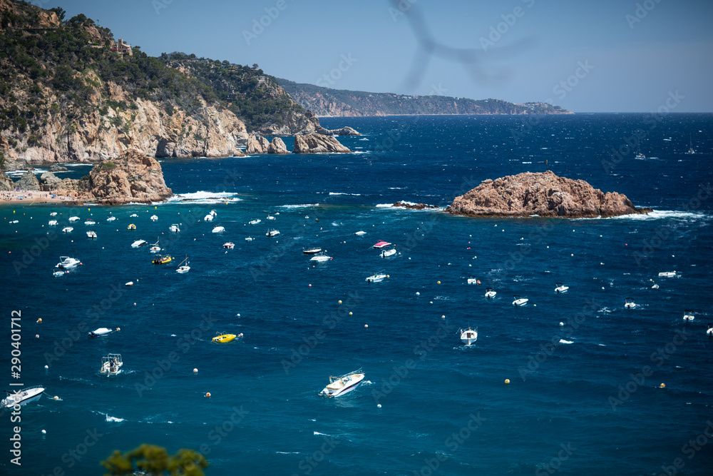 Many yachts on the Mediterranean coast
