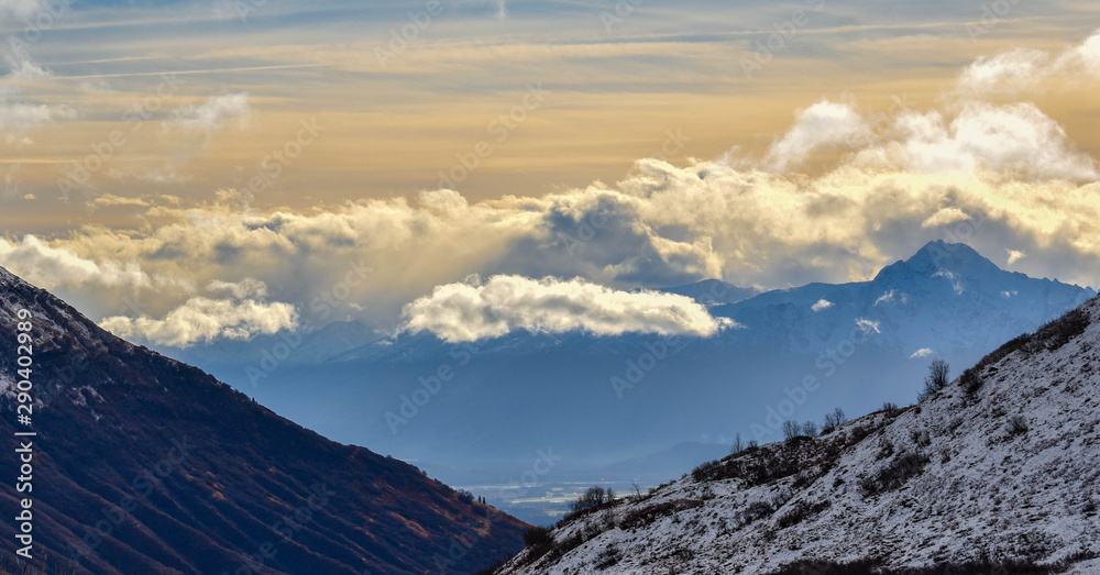 mountains and clouds