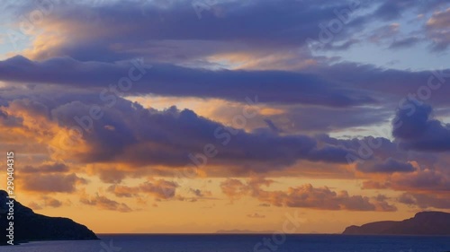 Time lapse of sunset over Aegean Sea, Masouri, Kalymnos, Greece photo