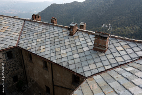 Abbey of San Michele della Chiusa, also called Sagra di San Michele is an architectural complex perched on the summit of Mount Pirchiriano, at the entrance to the Val di Susa photo