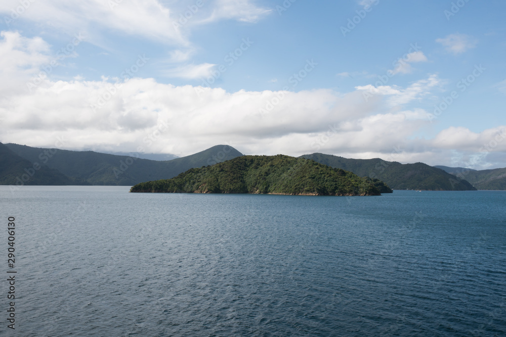 Beautiful scenic views og the stunning Marlborough sounds traveling between Wellington and Picton on the ferry