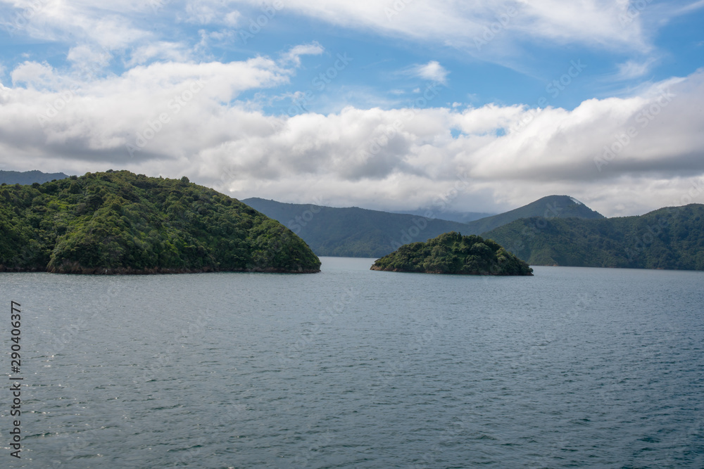 Beautiful scenic views og the stunning Marlborough sounds traveling between Wellington and Picton on the ferry Beautiful scenic views og the stunning Marlborough sounds traveling between Wellington and Picton on the ferry