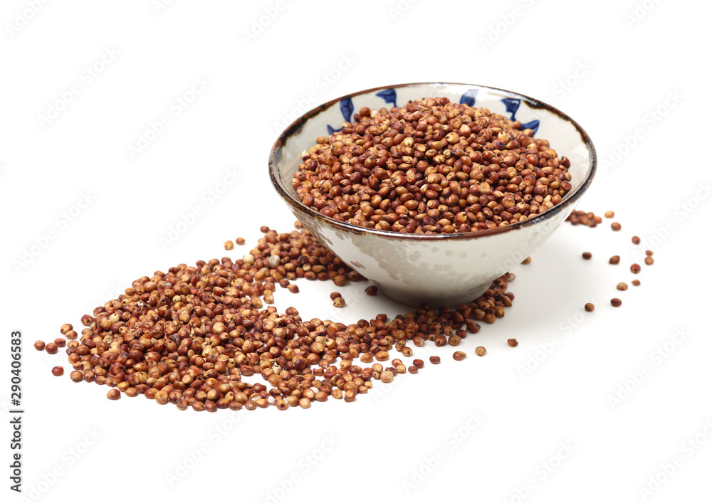Sorgo seed (Sorghum Moench) on white background Sorgo seed (Sorghum Moench) on white background