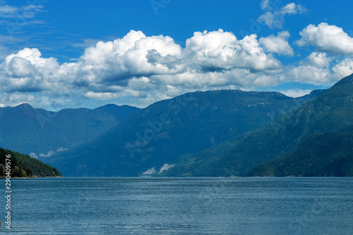 Clouds roll over the mountains near Earl's Cove, BC
