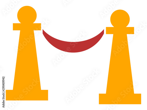 Vector private party stanchions flat icon. Vector pictogram style is a flat symbol private party stanchions icon on a white background.