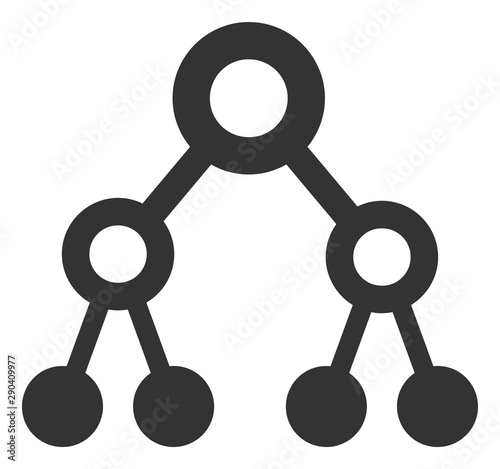 Vector binary tree flat icon. Vector pictogram style is a flat symbol binary tree icon on a white background.