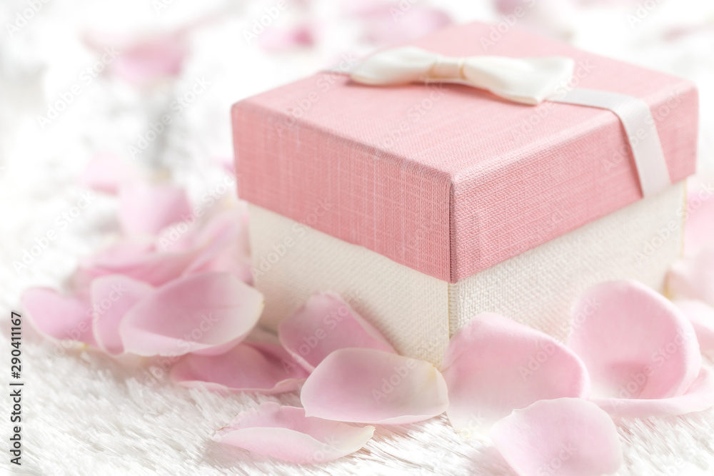 A gift box in a flower petal