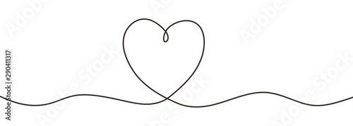 Romantic continuous line drawing of love sign with heart symbol. Vector illustration minimalism design.