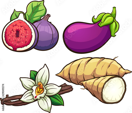 Cartoon common food ingredients clip art. Vector illustration with simple gradients. Some elements on separate layers. 