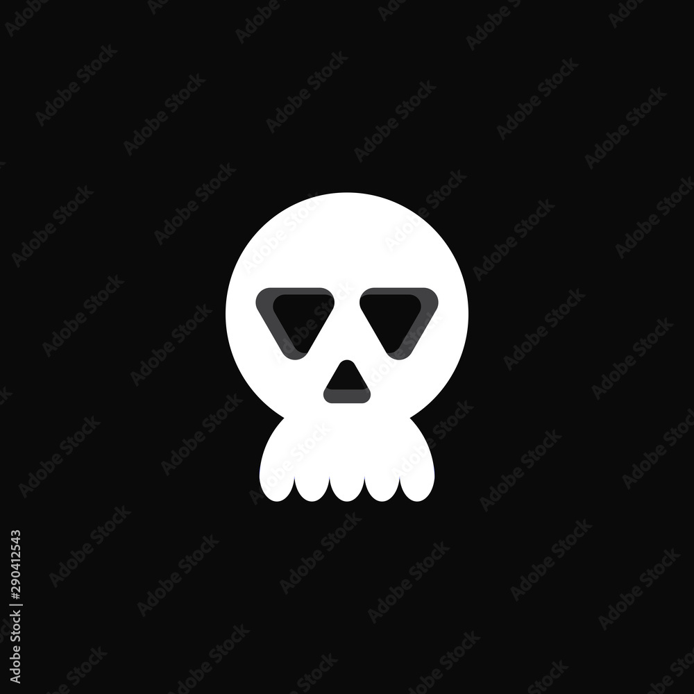 vector white skull icon on black background vector white skull icon on black background