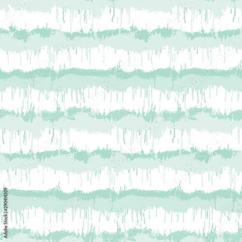 Blurry shibori striped tie dye background. Seamless pattern irregular stripe on bleached resist white background. Neo mint style dip dyed batik textile. Variegated textured trendy fashion swatch