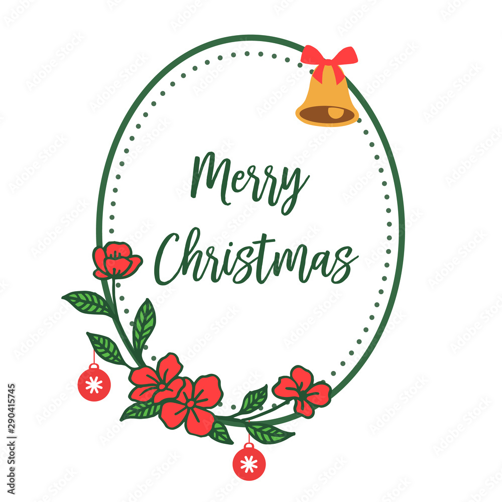 Fototapeta premium Merry christmas, isolated on white backdrop, with texture of wreath frame. Vector