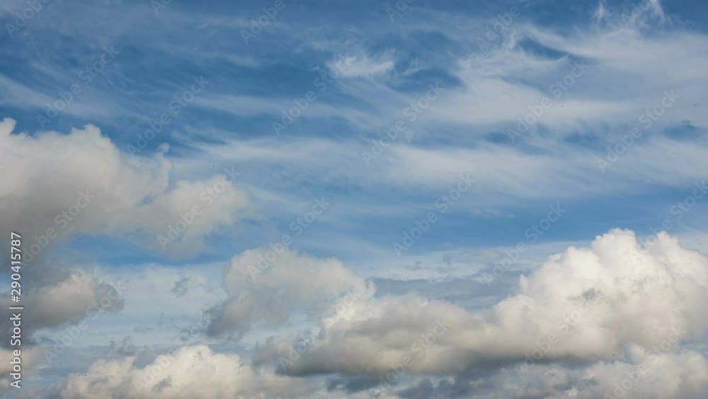 Sunny blue sky, nature white clouds. Beautiful cloud flying in blue sky, timelapse. 4K Sunny blue sky, nature white clouds. Beautiful cloud flying in blue sky, timelapse. 4K