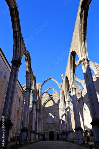 The ruins of Carmo Convent in Lisbon Portugal (Convent of Our Lady of Mount Carmel) photo