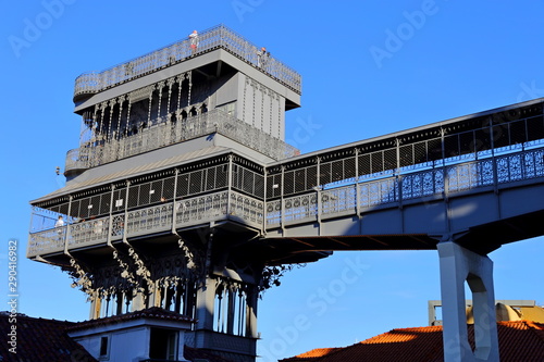 The famous Iron Santa Justa lift in Lisbon Portugal. (Elevador de Santa Justa)