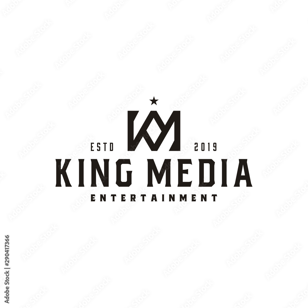 Vintage King Crown letter K and M or KM MK monogram logo design Stock Vector Adobe Stock