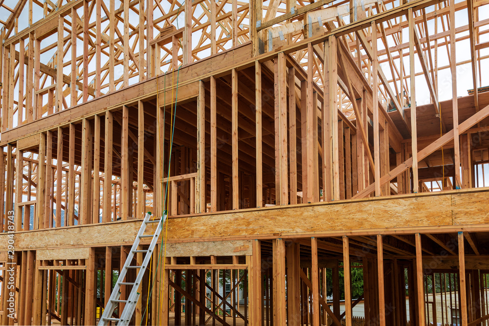 Exterior view construction new residential home. Exterior view construction new residential home.