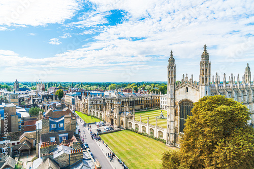 High angle view of the city of Cambridge, UK photo