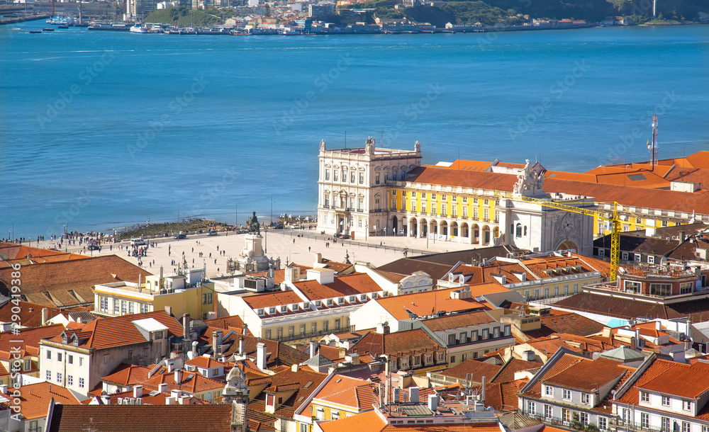 Scenic panoramic views of Lisbon from Saint George Castle (Sao Jorge) lookout