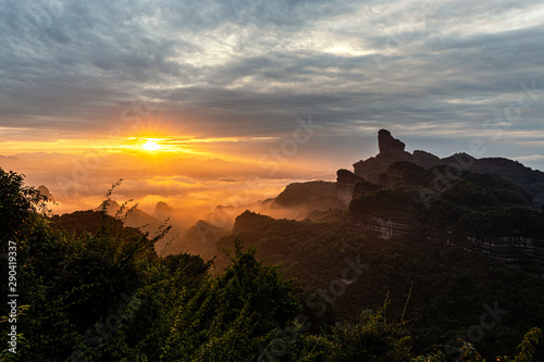 Sunrise at  the famous Mount Danxia  Guangdong  China
