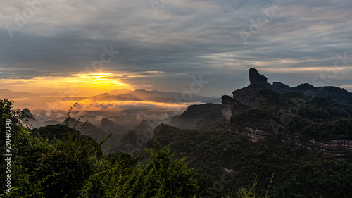 Sunrise at  the famous Mount Danxia  Guangdong  China