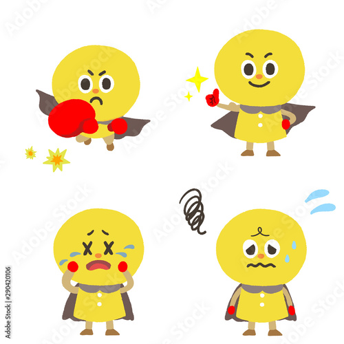 善玉菌　手描き風　キャラクターイラストセット