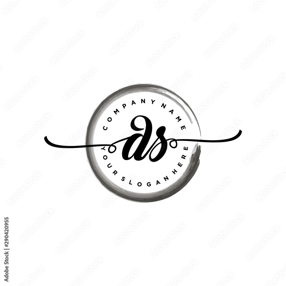 DS initial handwriting logo template. round logo in watercolor color with handwritten letters in the middle. Handwritten logos are used for, weddings, fashion, jewelry, boutiques and business DS initial handwriting logo template. round logo in watercolor color with handwritten letters in the middle. Handwritten logos are used for, weddings, fashion, jewelry, boutiques and business