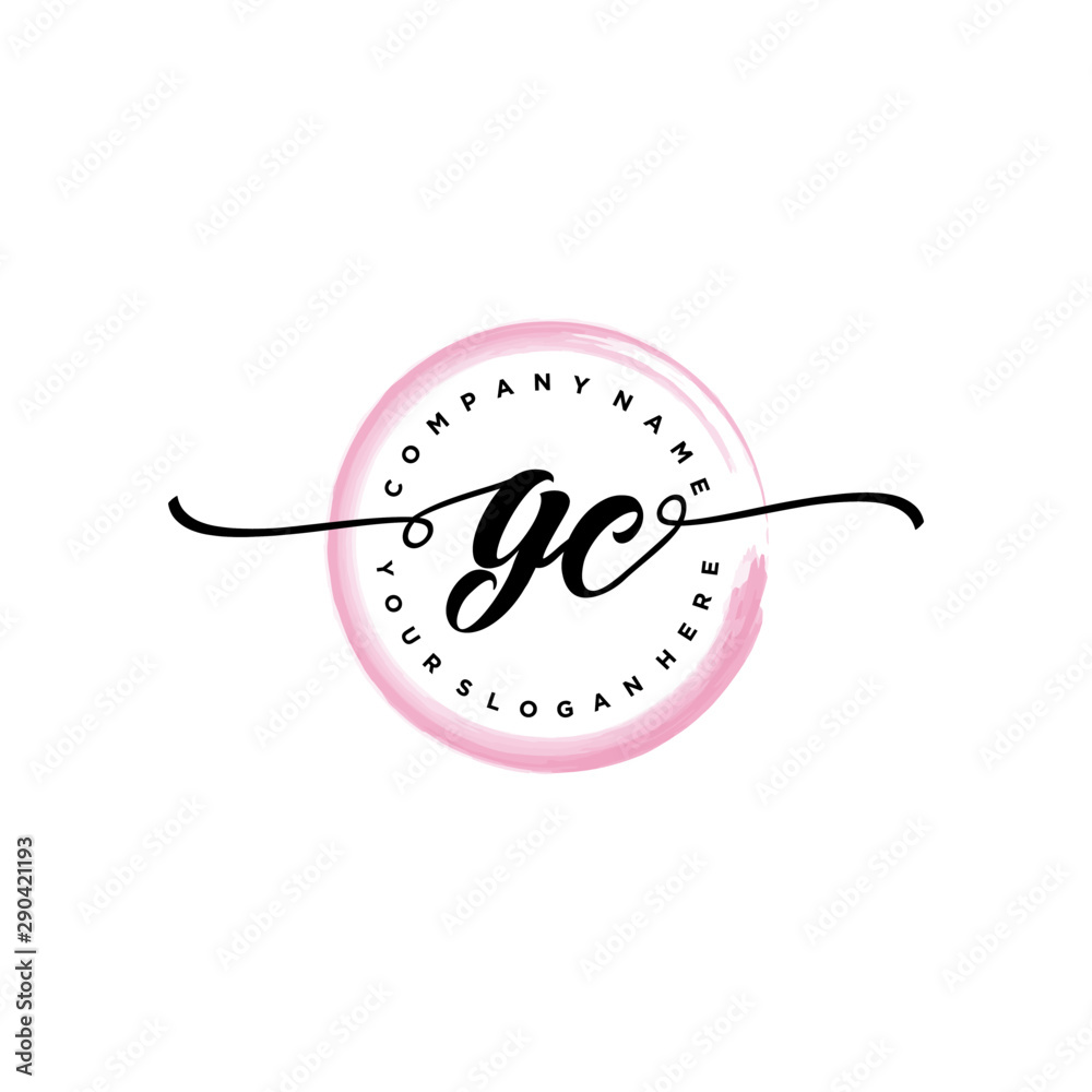 GC initial handwriting logo template. round logo in watercolor color with handwritten letters in the middle. Handwritten logos are used for, weddings, fashion, jewelry, boutiques and business