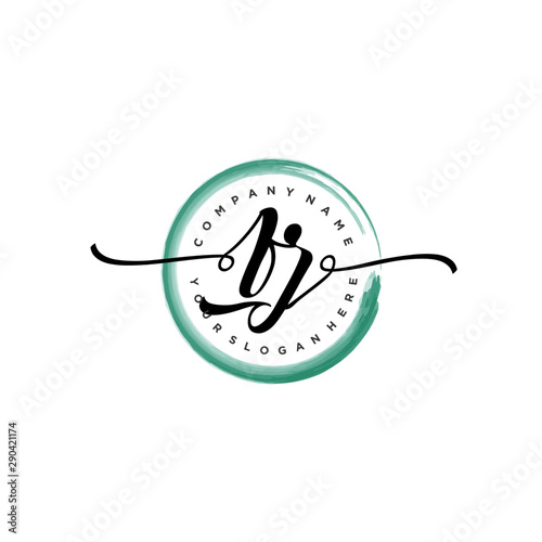 FZ initial handwriting logo template. round logo in watercolor color with handwritten letters in the middle. Handwritten logos are used for, weddings, fashion, jewelry, boutiques and business