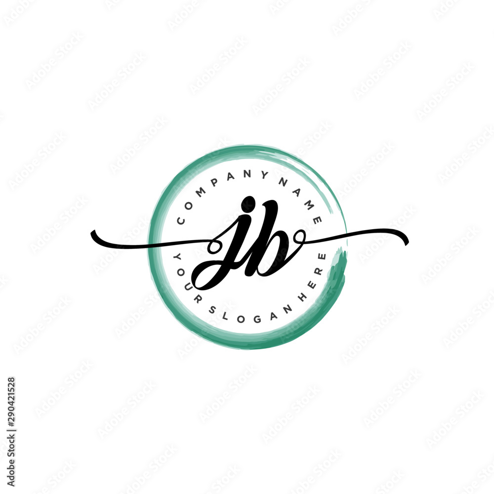 Obraz premium JB initial handwriting logo template. round logo in watercolor color with handwritten letters in the middle. Handwritten logos are used for, weddings, fashion, jewelry, boutiques and business