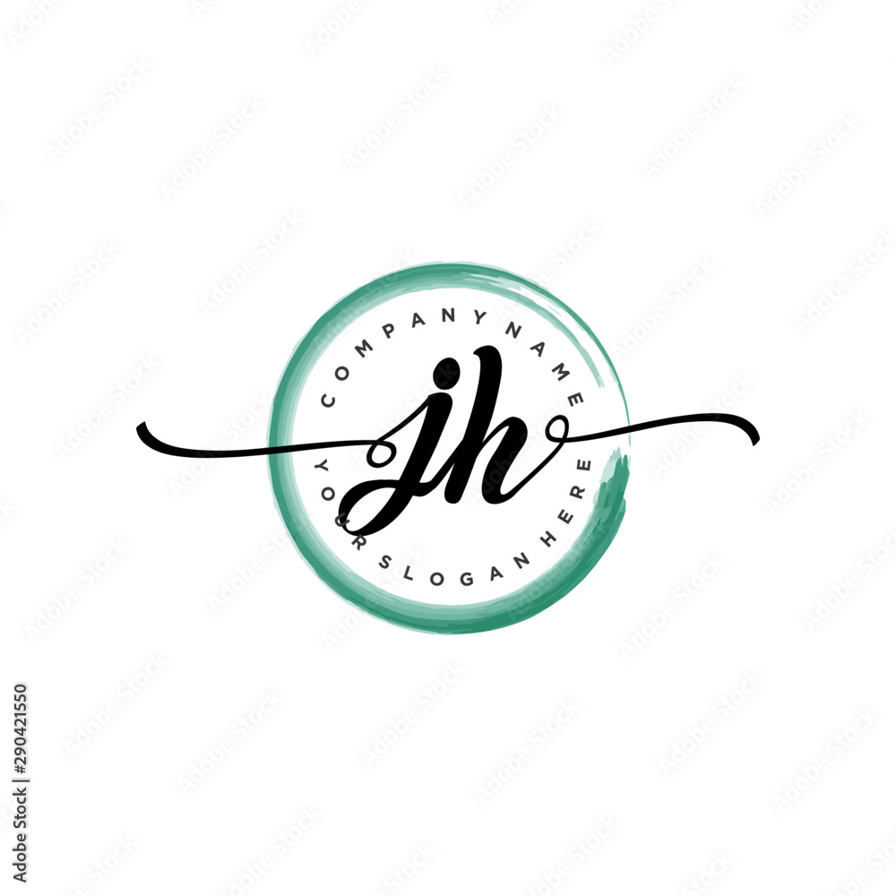 JH initial handwriting logo template. round logo in watercolor color with handwritten letters in the middle. Handwritten logos are used for, weddings, fashion, jewelry, boutiques and business JH initial handwriting logo template. round logo in watercolor color with handwritten letters in the middle. Handwritten logos are used for, weddings, fashion, jewelry, boutiques and business