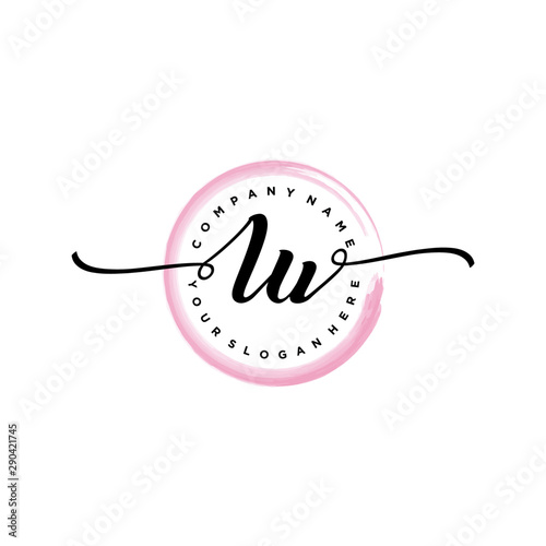 LU initial handwriting logo template. round logo in watercolor color with handwritten letters in the middle. Handwritten logos are used for, weddings, fashion, jewelry, boutiques and business photo