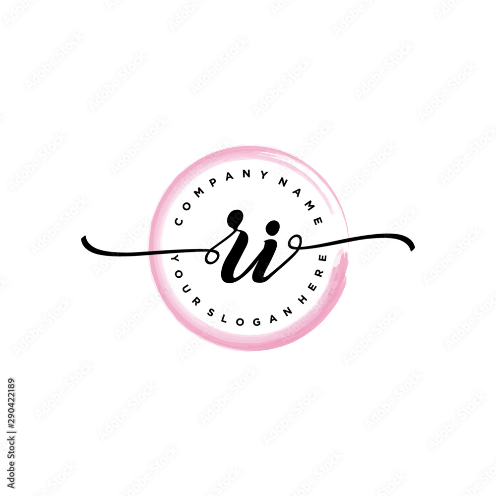 RI initial handwriting logo template. round logo in watercolor color with handwritten letters in the middle. Handwritten logos are used for, weddings, fashion, jewelry, boutiques and business RI initial handwriting logo template. round logo in watercolor color with handwritten letters in the middle. Handwritten logos are used for, weddings, fashion, jewelry, boutiques and business