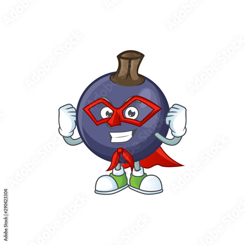 Super hero blackcurrant fruit of cartoon character shape.