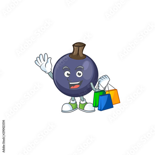 Shopping blackcurrant fruit of cartoon character shape.