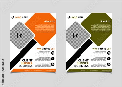 Business brochure and flyer vector design template with yelllow and green diagonal  colour abstract in US letter size layout suitable for business company poster, banner, and annual report